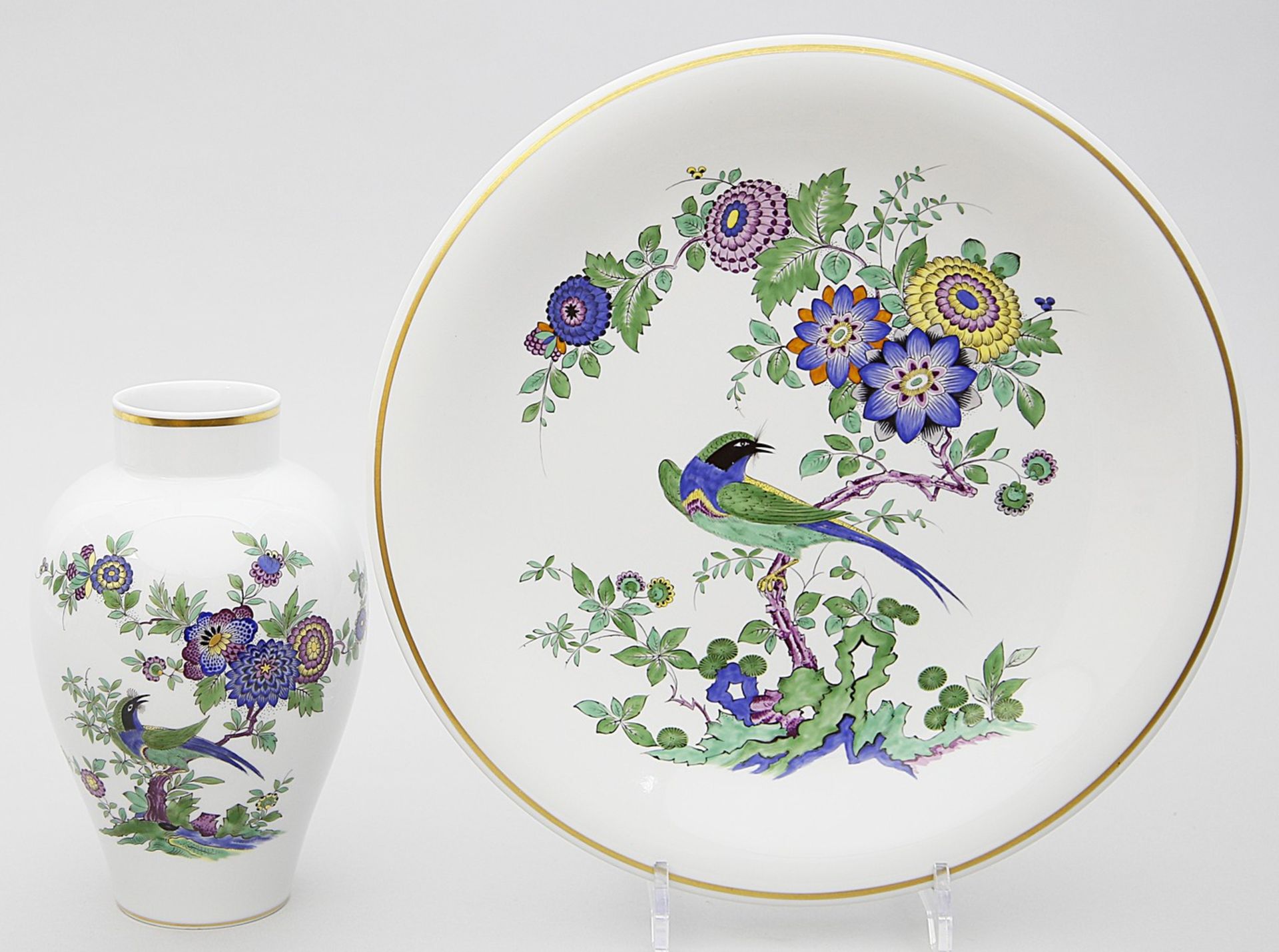 Vase und Wandteller, Meissen.