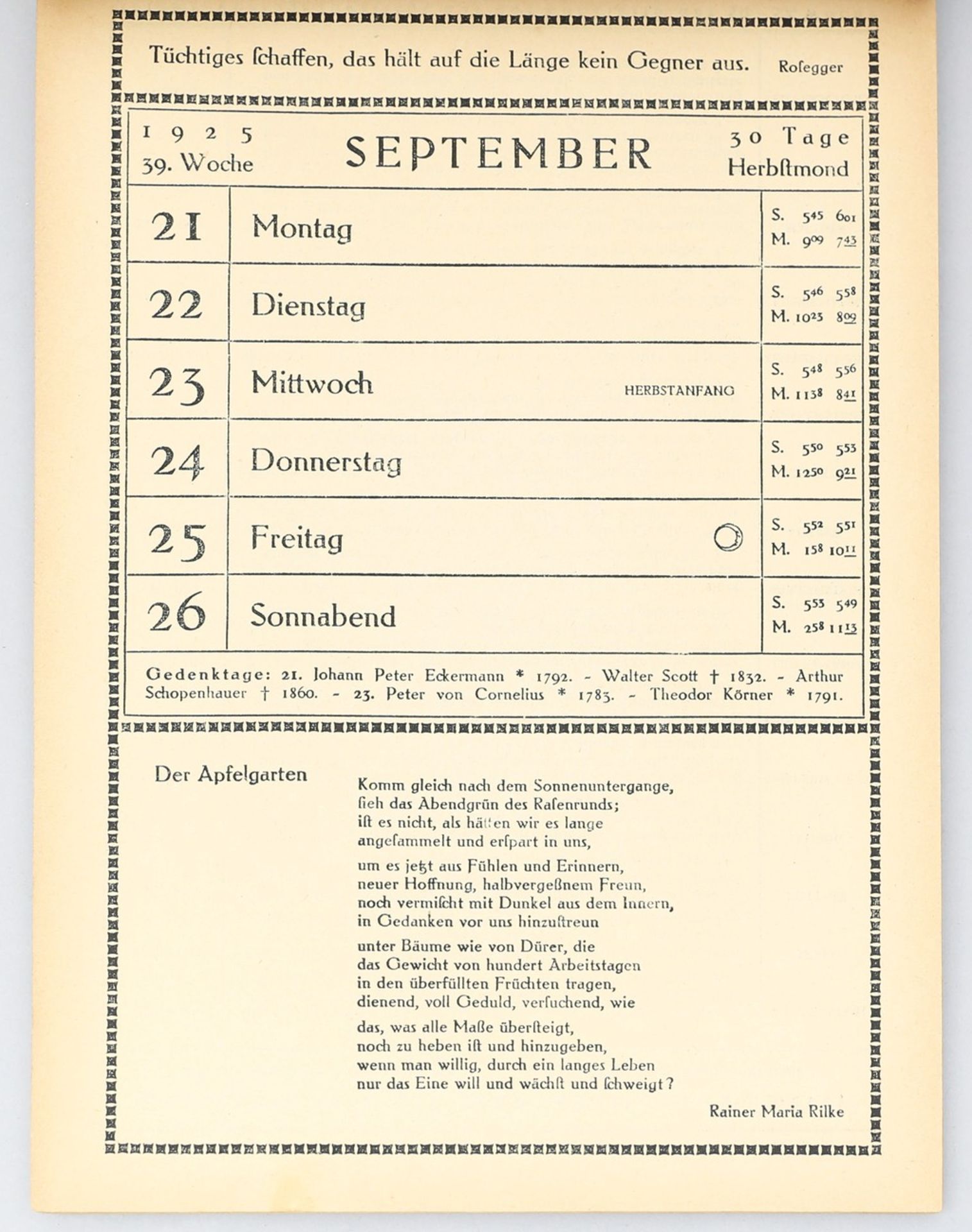 Kalender "Kunst und Leben", 1925. - Bild 3 aus 3