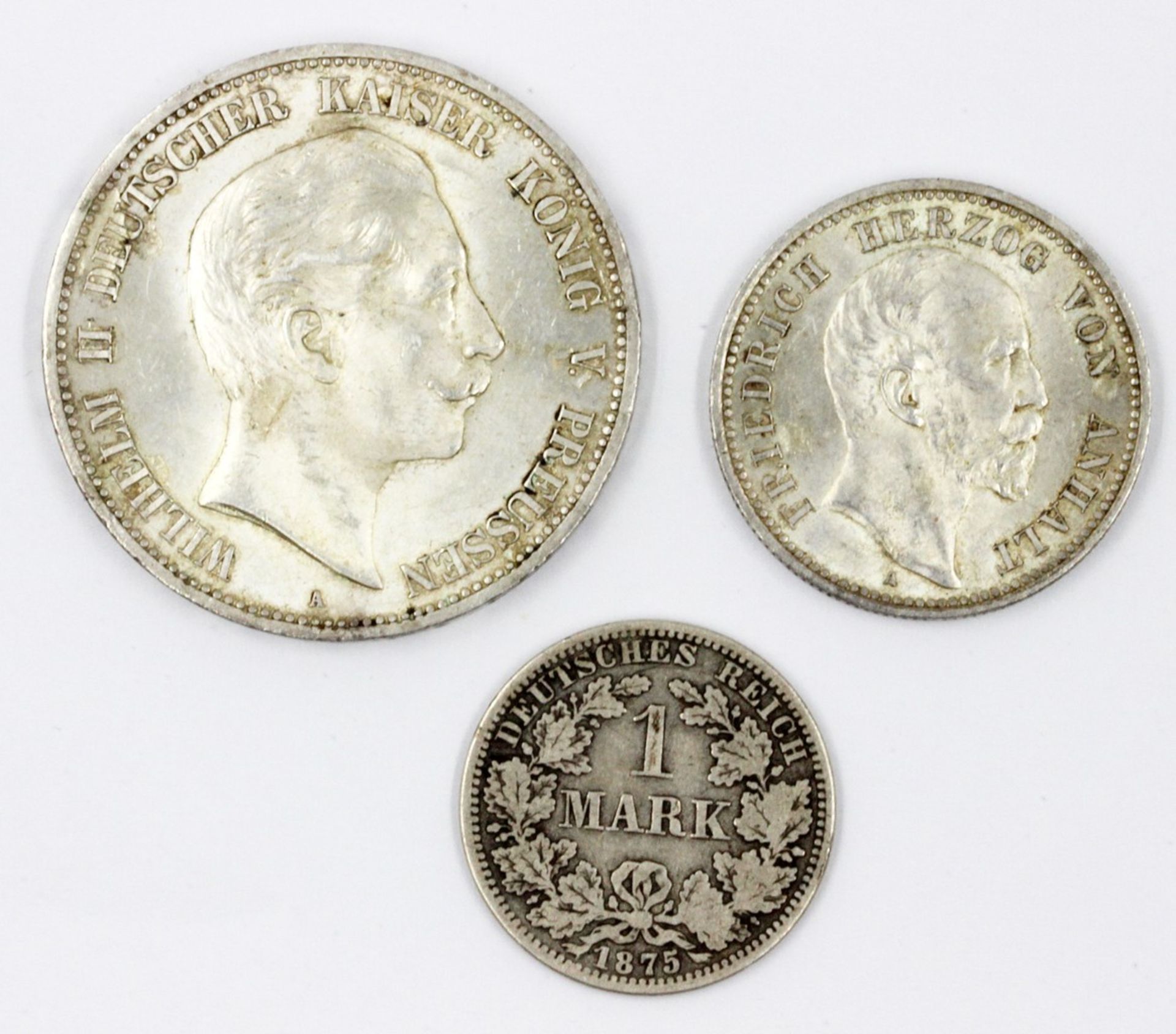 3 Silbermünzen, Deutsches Reich.