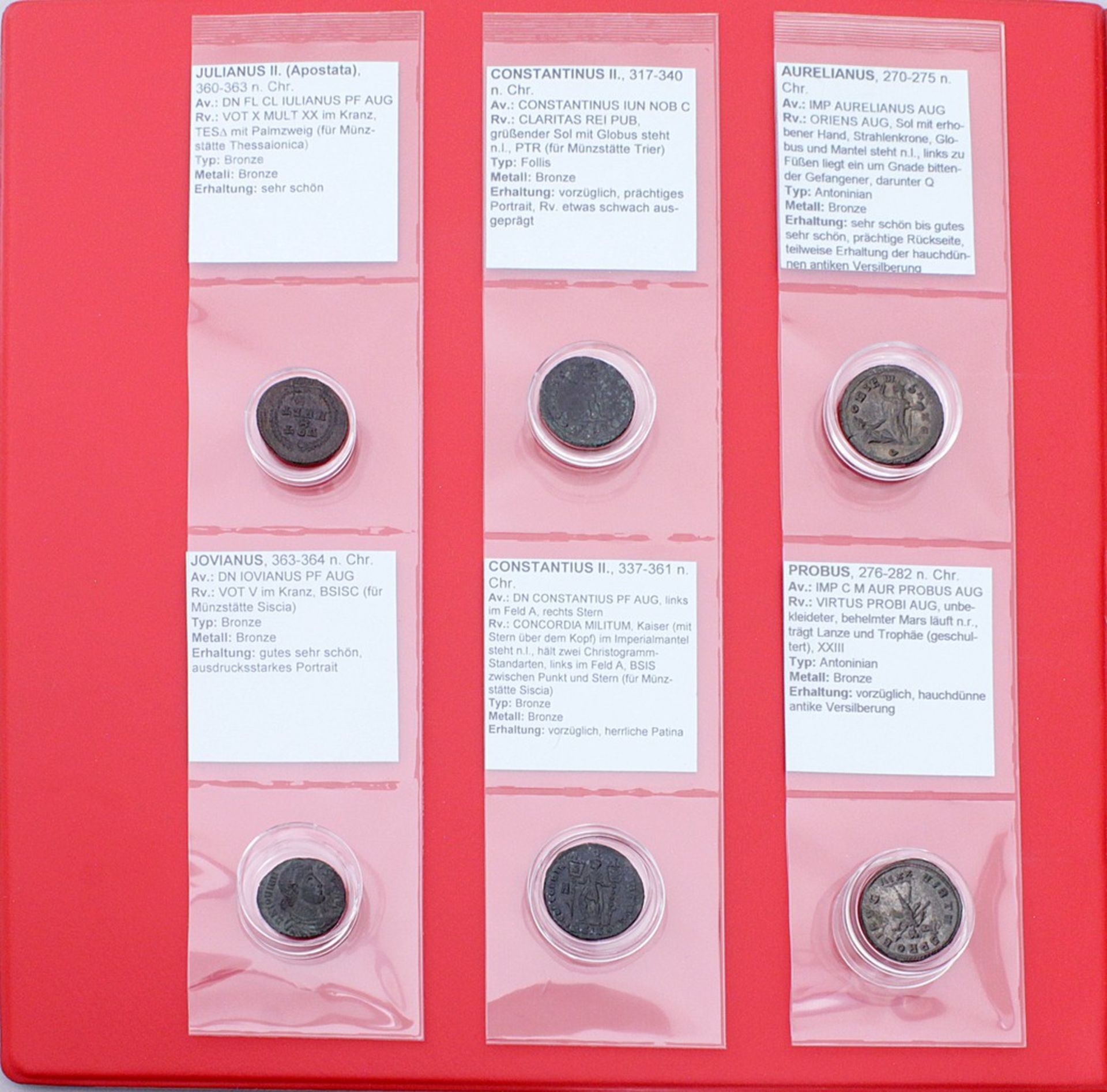 Album mit 6 römischen Bronzemünzen.  - Bild 2 aus 2