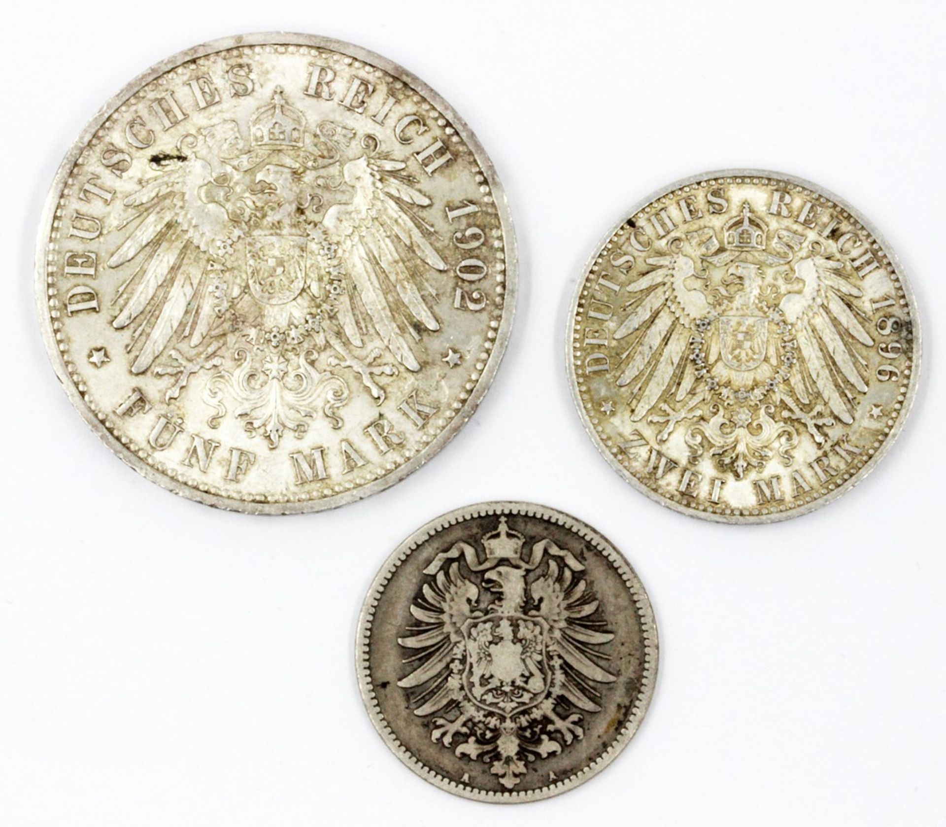3 Silbermünzen, Deutsches Reich. - Bild 2 aus 2