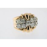 Geelgouden ring, art deco, met diamanten