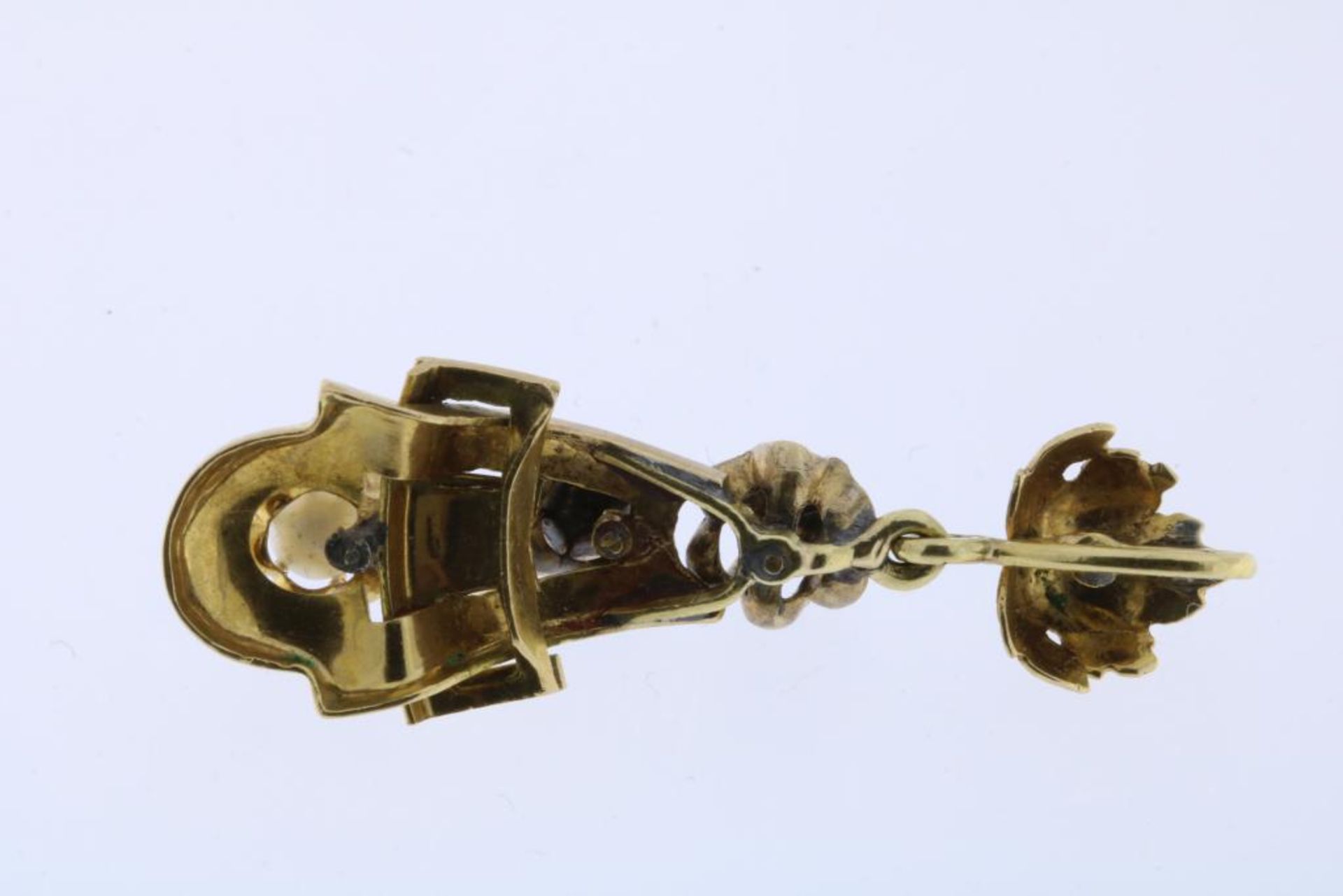 Geelgouden hanger met diamant en parel - Image 2 of 2