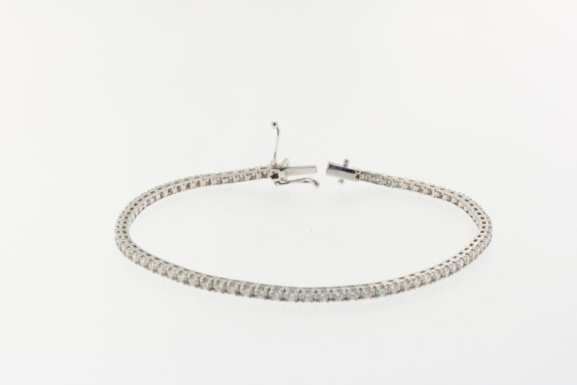 Witgouden tennisarmband met diamant - Image 2 of 3