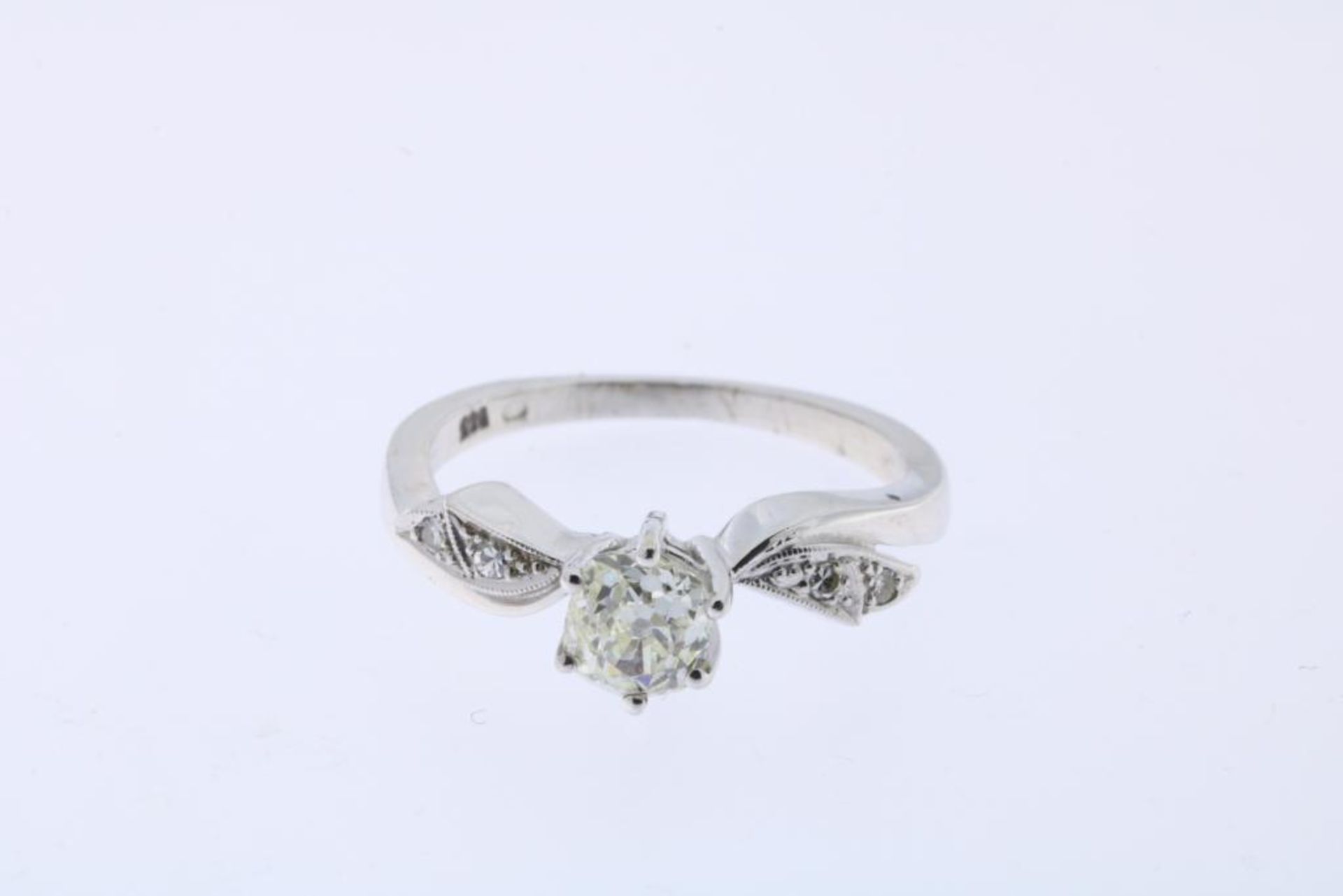 Witgouden solitaire ring met diamant - Image 2 of 3