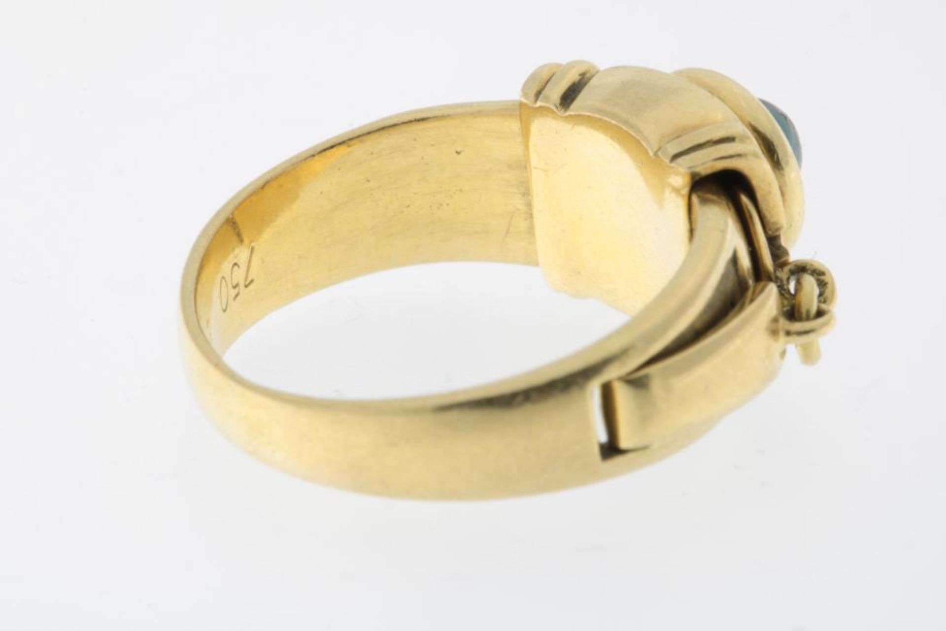 Geelgouden ring, saffier en geheime plek - Image 4 of 5