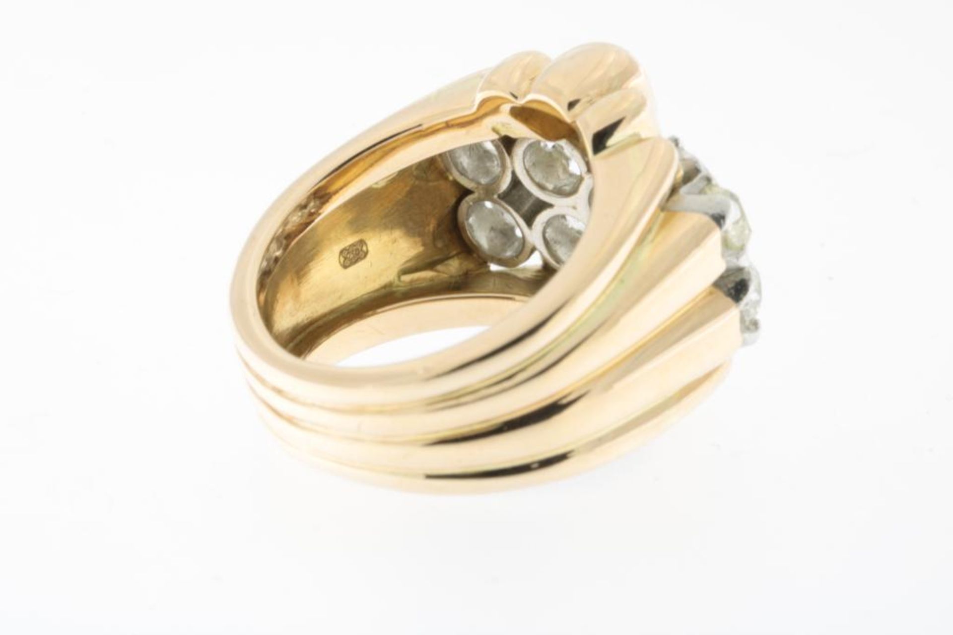 Geelgouden ring, art deco, met diamanten - Image 2 of 3