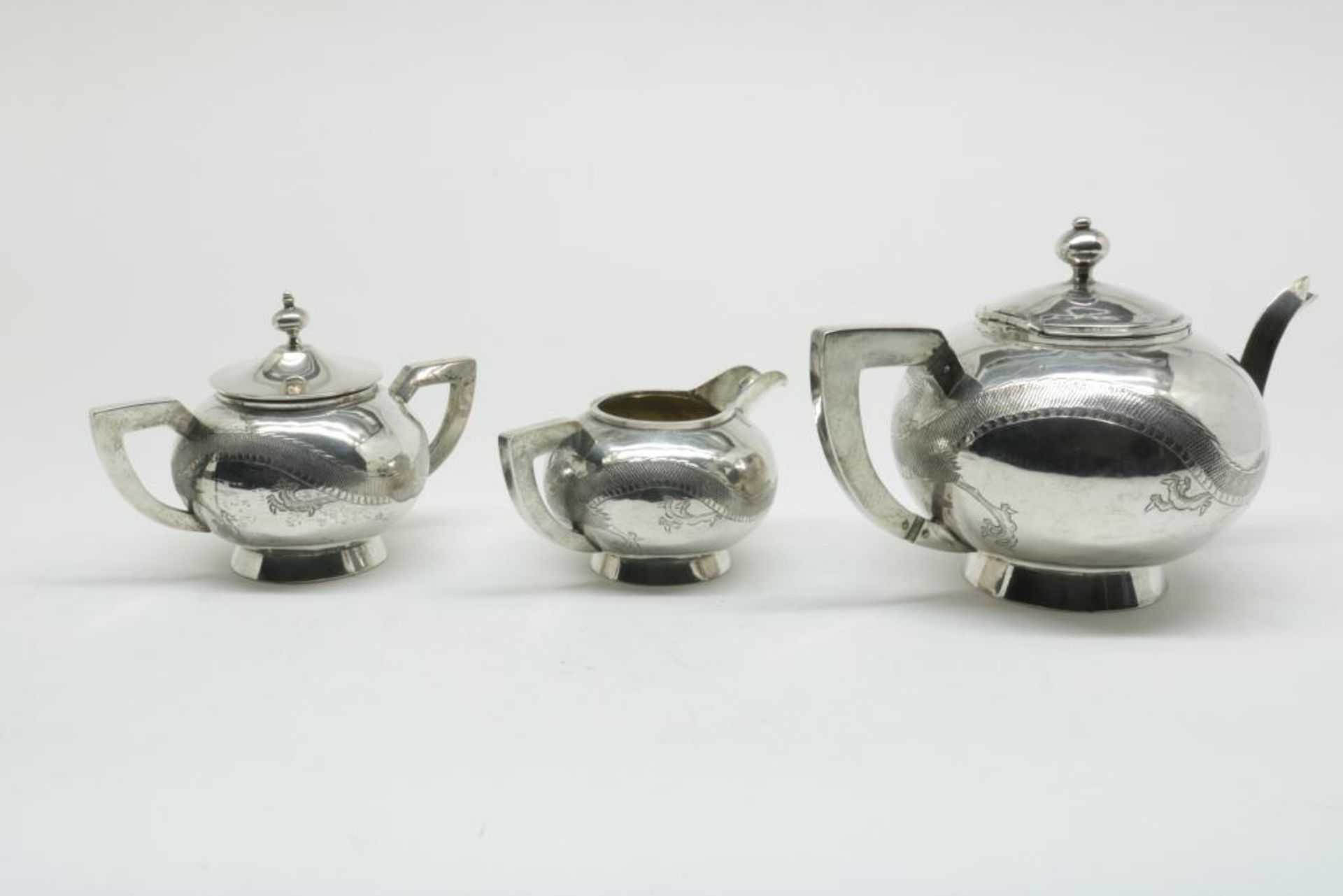 Zilveren Chinese 3-delige theeset - Bild 2 aus 5