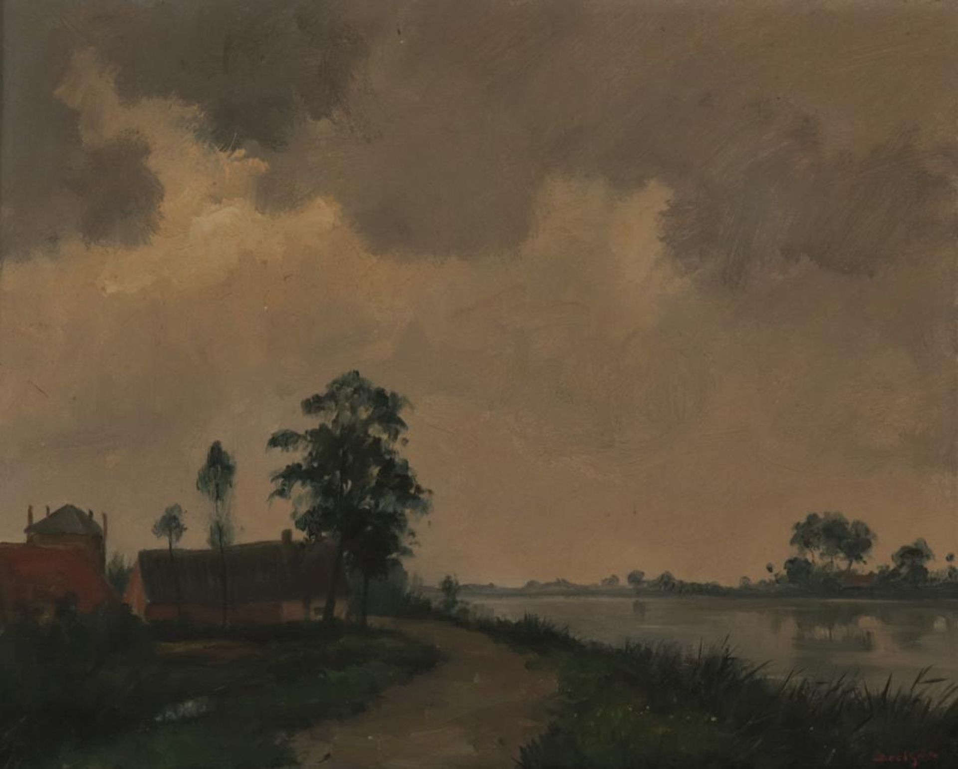 Brolsma, Jan, boerderij aan vaart