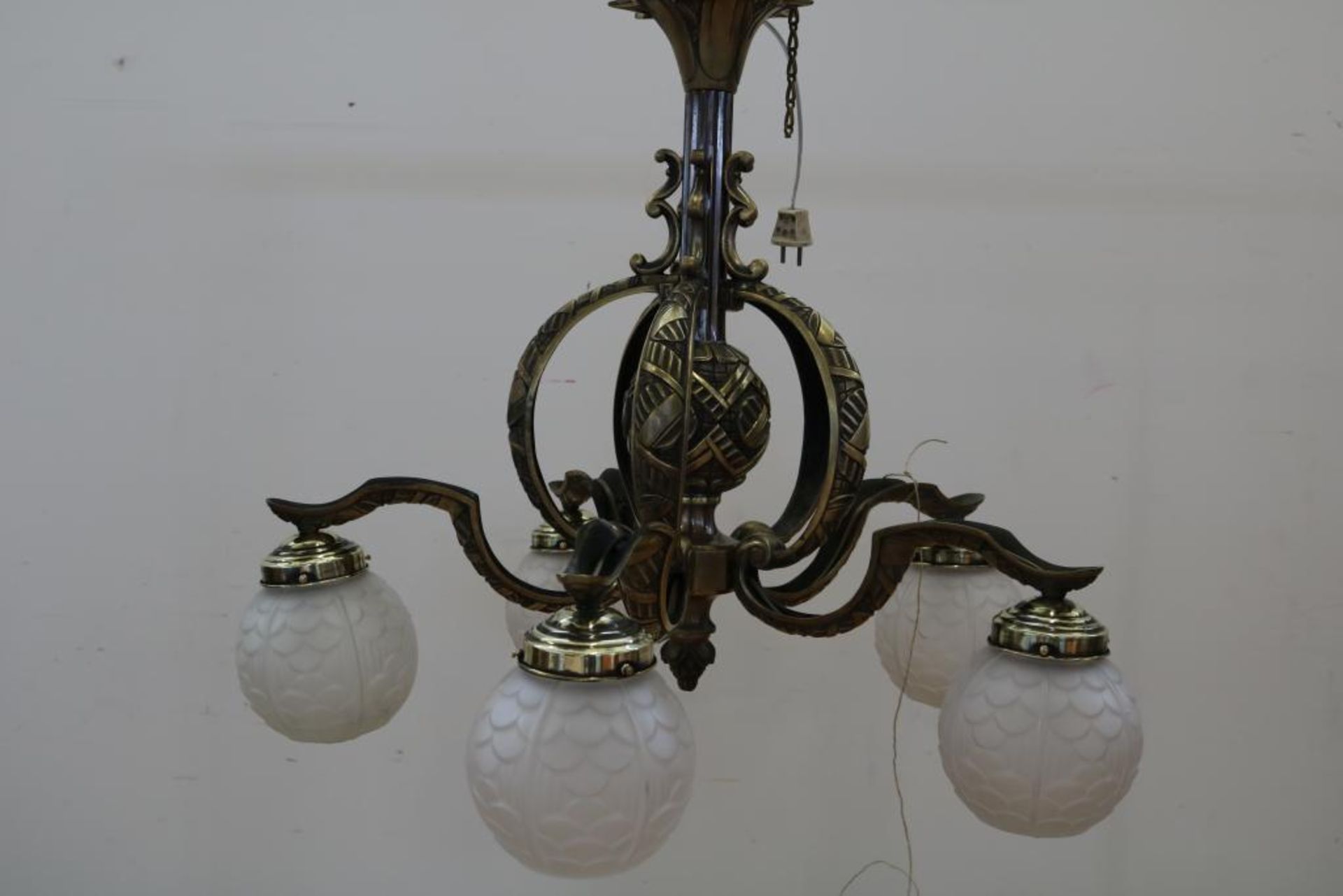 Bronzen Art Deco hanglamp