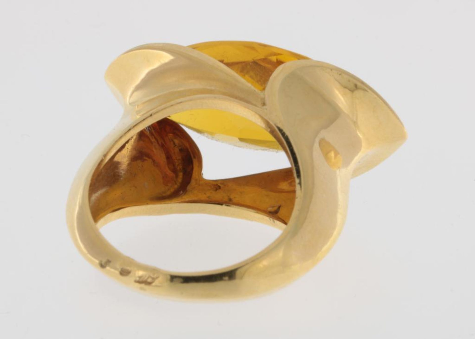 Geelgouden ring met citrien en diamant - Bild 4 aus 4