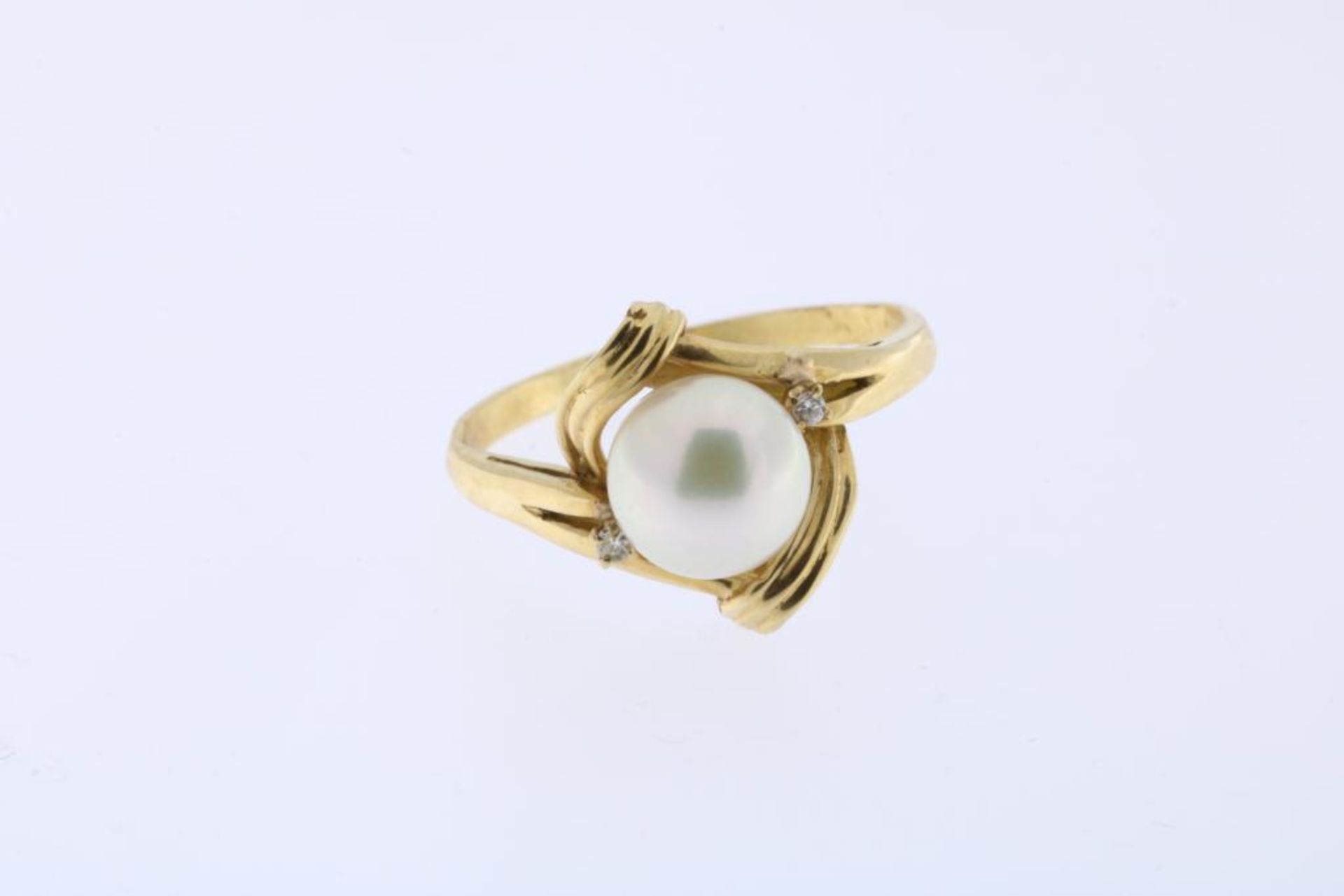 Geelgouden moderne ring met parel - Image 3 of 3