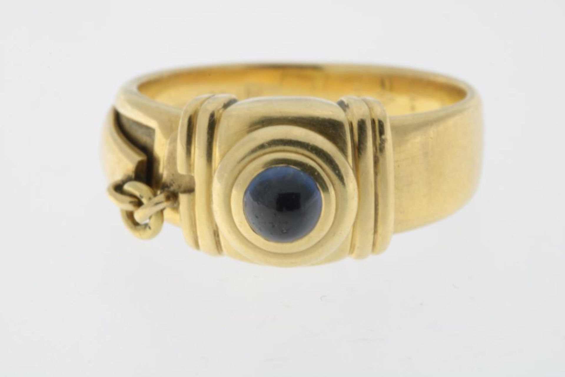 Geelgouden ring, saffier en geheime plek - Image 3 of 5