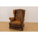 Chesterfield leren oorfauteuil