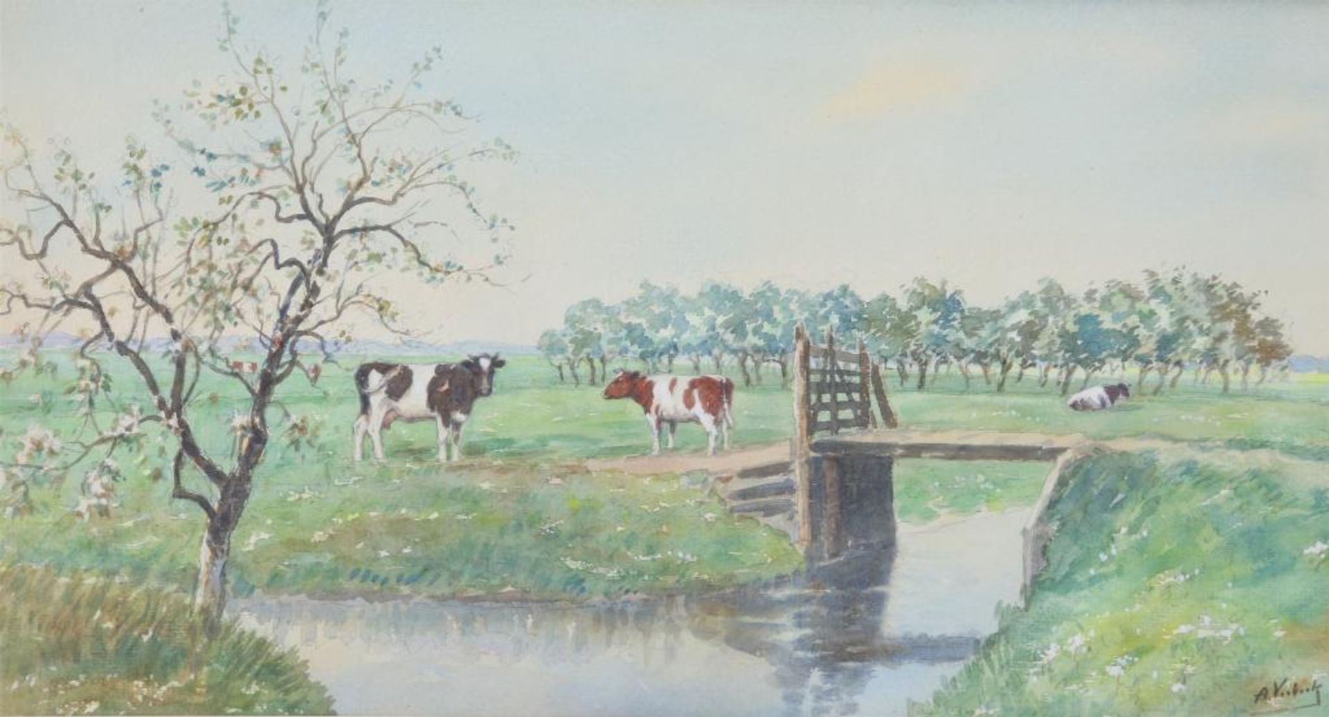 Verbeek, A. Koeien in landschap