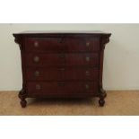 Mahonie commode met 4 laden, 19e eeuw