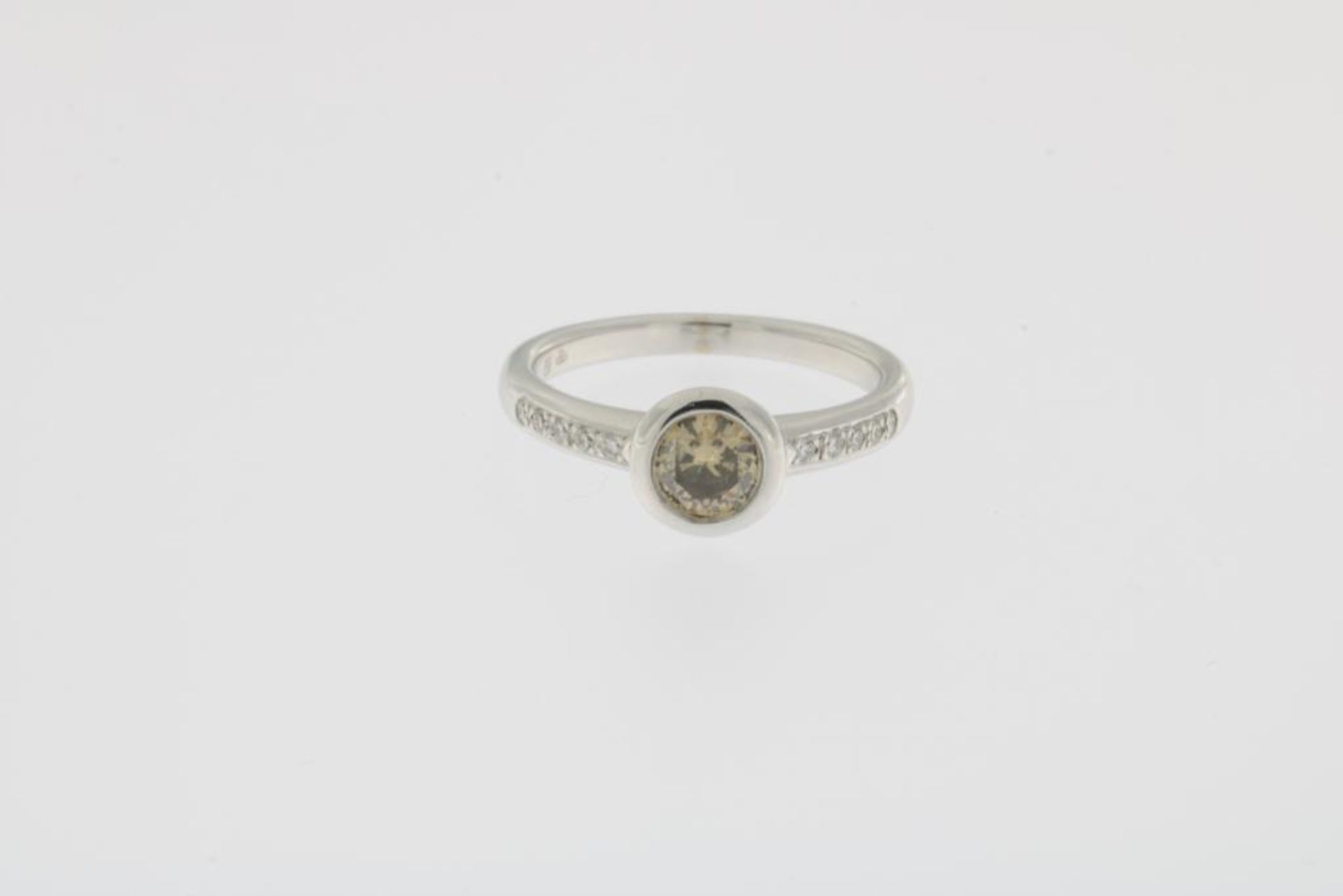 Witgouden moderne ring met diamant - Image 2 of 3