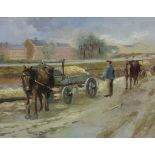 Overbeek, paardenkar in winter, board