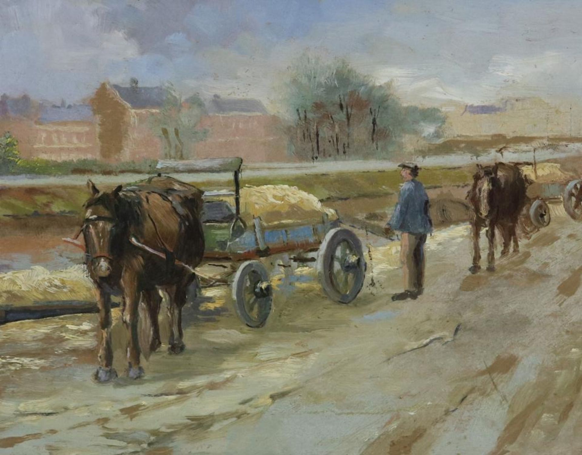 Overbeek, paardenkar in winter, board