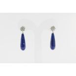 Witgouden oorbellen met lapis lazuli