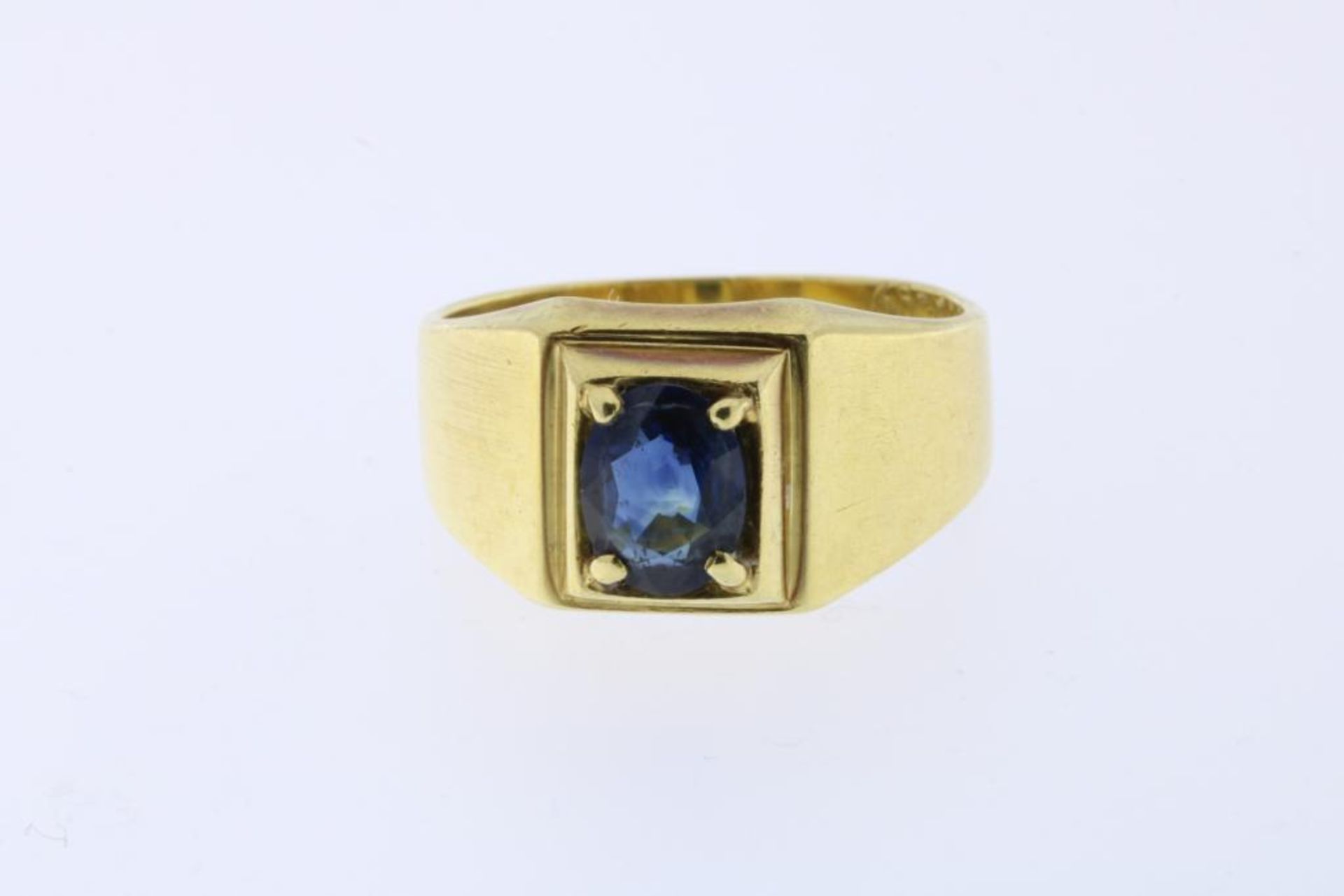 Geelgouden ring met saffier, ca. 1,60 ct - Image 2 of 3