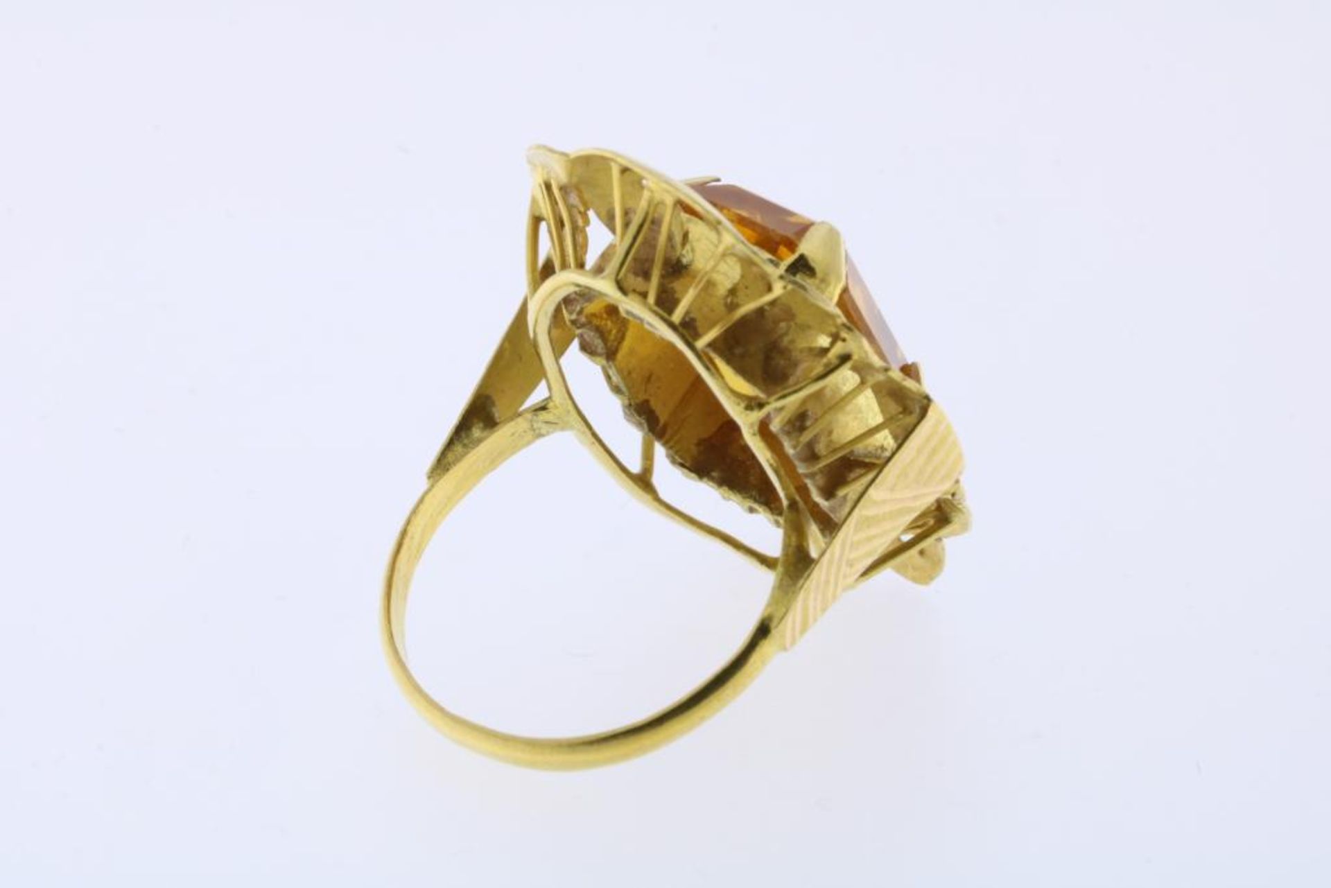 gouden ring bezet met gele topaas - Image 2 of 3