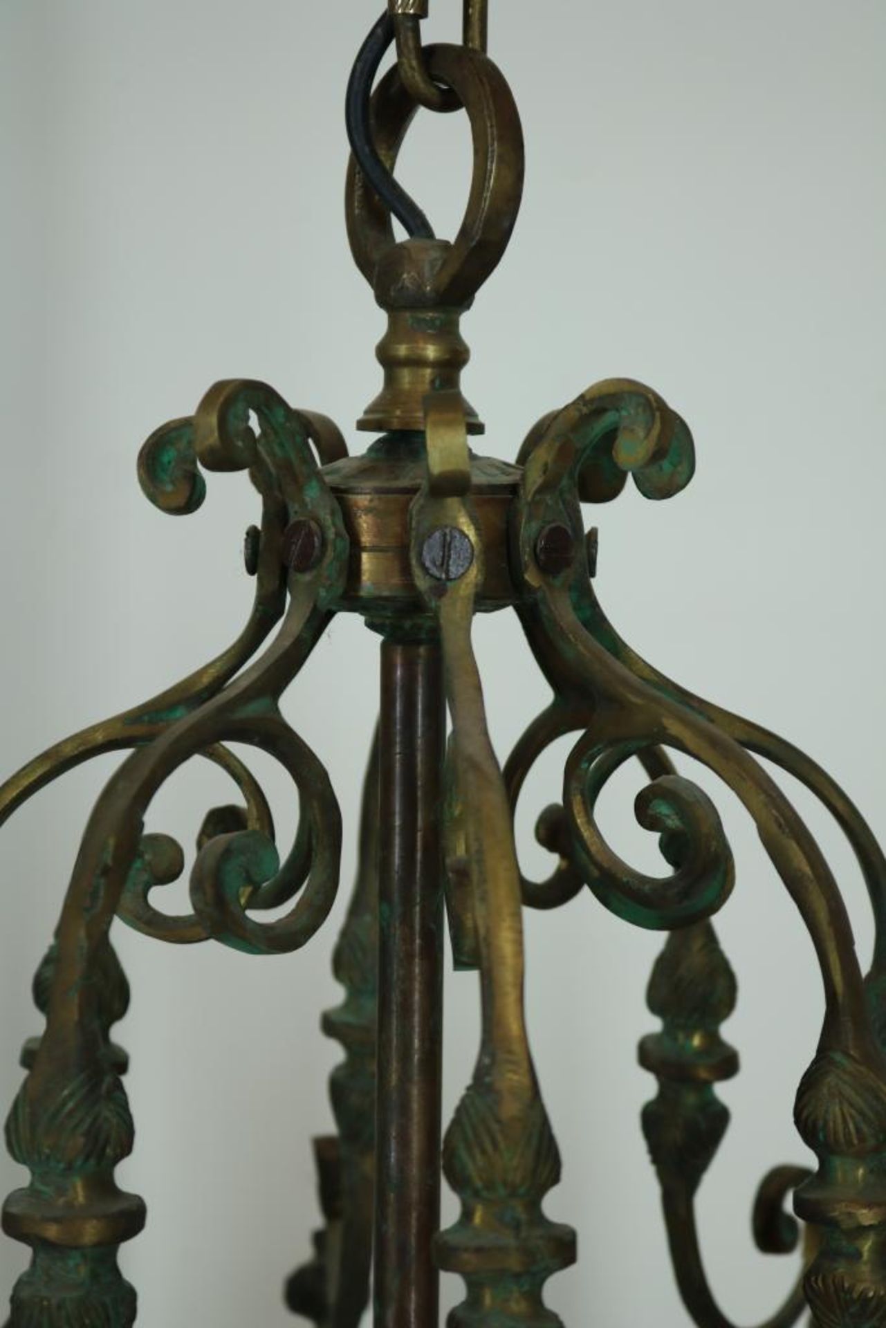 Bronzen 4-lichts hallantaarn - Image 3 of 3
