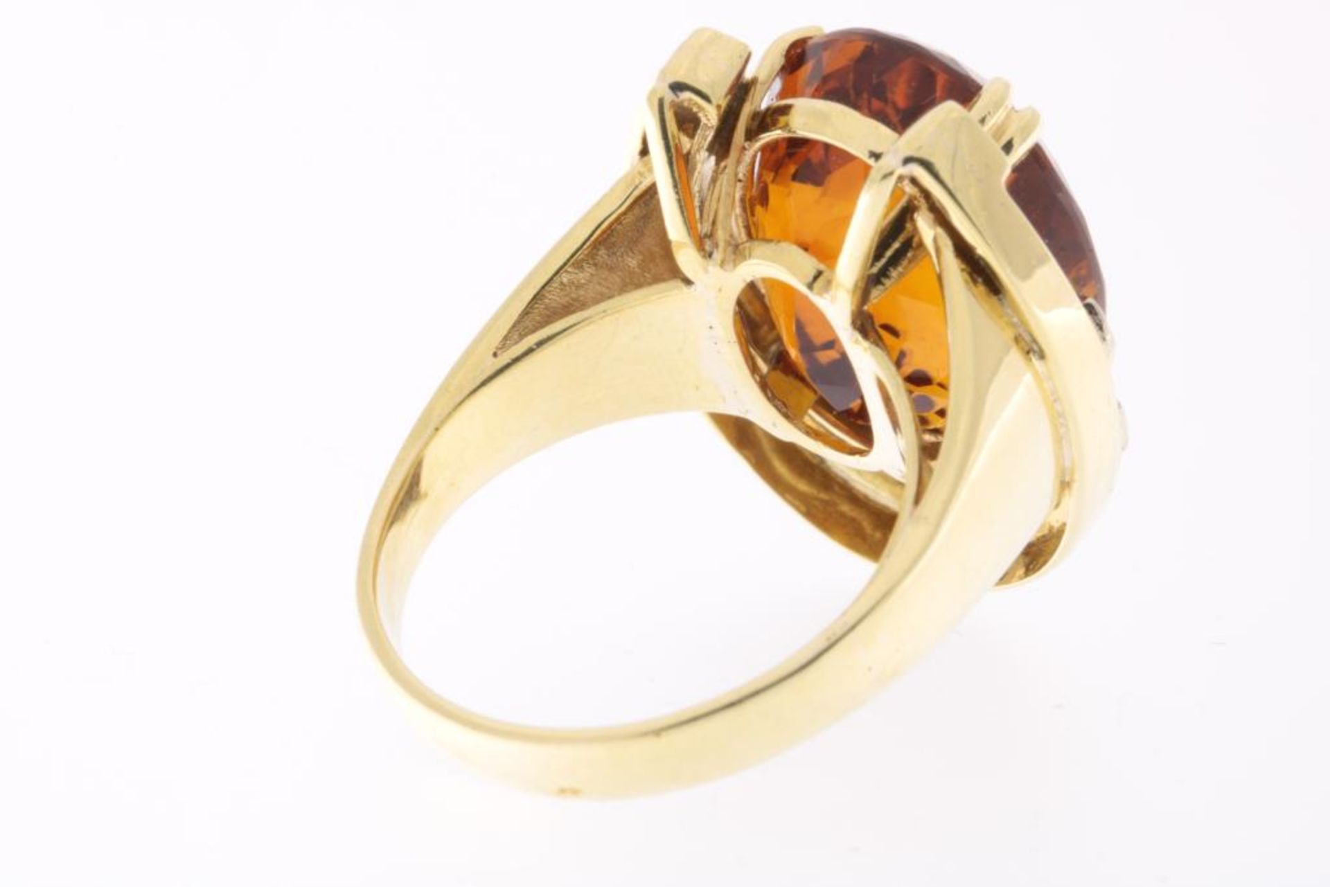 Geelgouden ring met citrien en diamant - Image 2 of 3