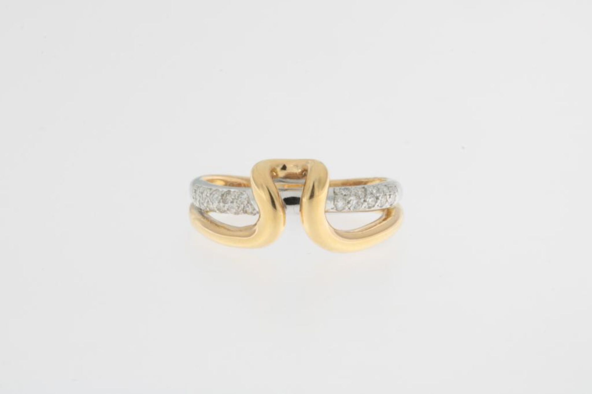 Bicolour fantasie ring met diamant - Image 2 of 3