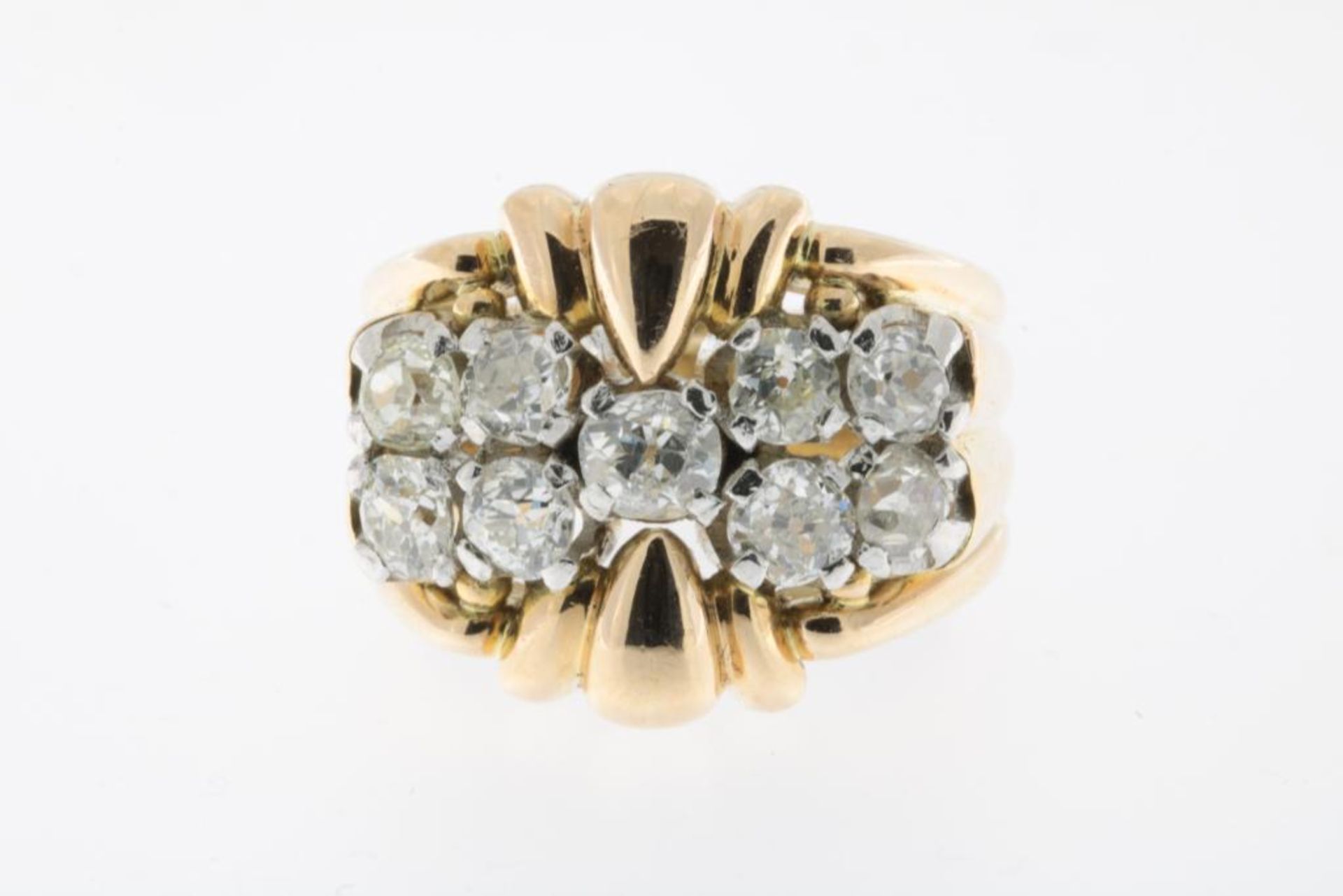 Geelgouden ring, art deco, met diamanten - Image 3 of 3