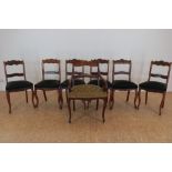 Serie van 7 Biedermeier stoelen + hokker