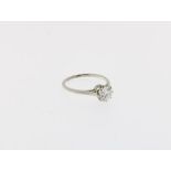 Platina ring oud slijpsel diamant, 0,65c