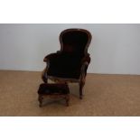 Mahonie Biedermeier armfauteuil + hooker