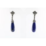 Witgouden oorbellen met lapis lazuli