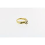 Gouden solitaire ring, diamant 1,01 ct
