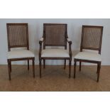 Serie van 3 stoelen, w.o. armstoel