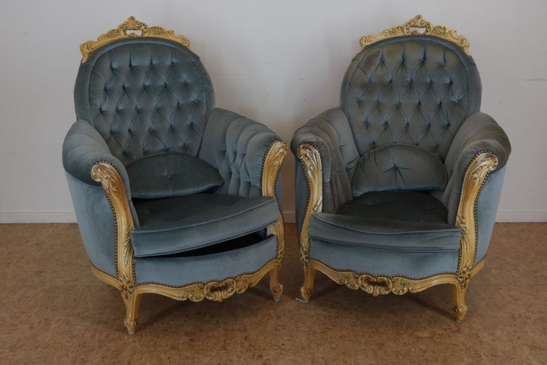 Stel Louis XV-stijl fauteuils