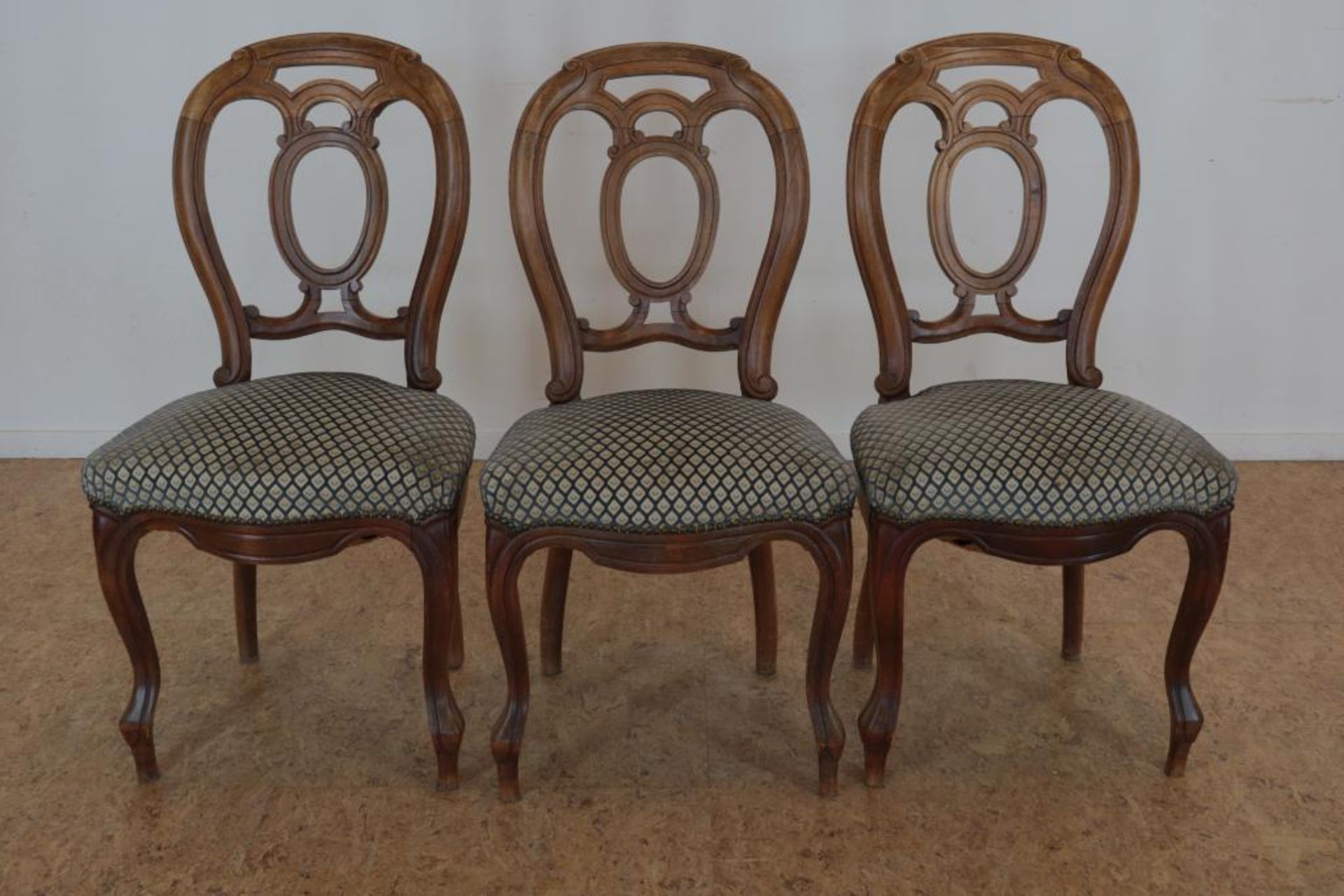 Serie van 3 Biedermeier stoelen