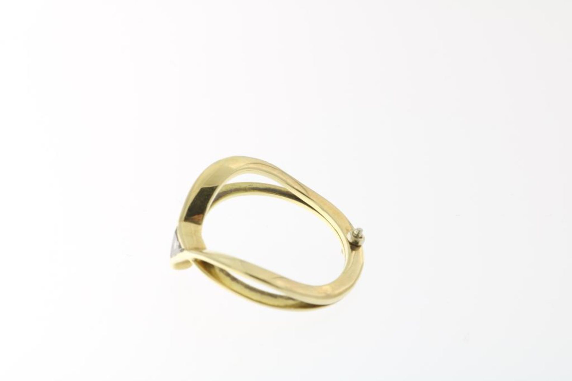 Geelgouden technische ring met diamant - Image 3 of 4