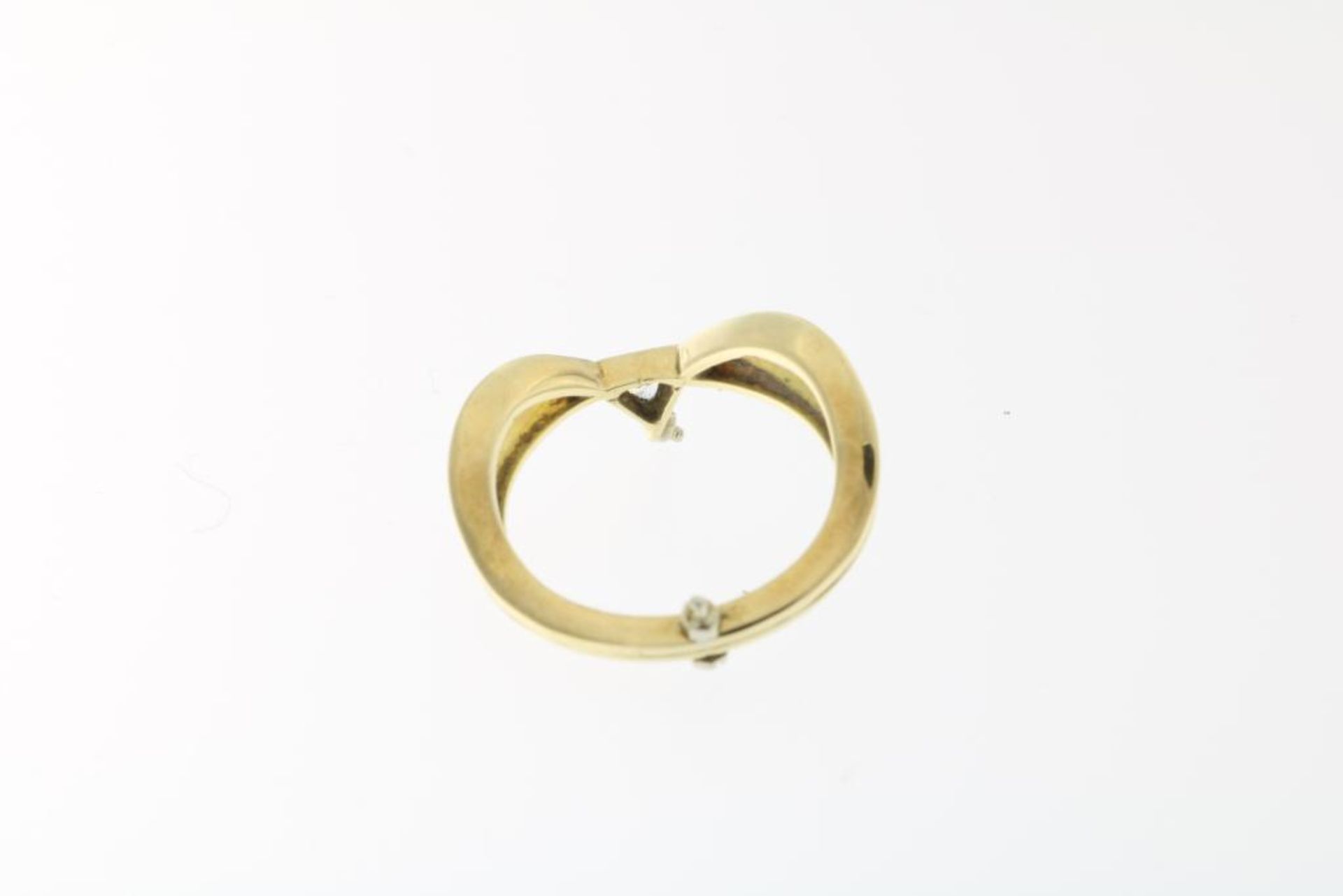 Geelgouden technische ring met diamant - Image 2 of 4