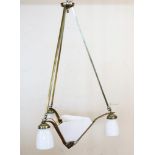 Verchroomde Art Deco 3-lichts hanglamp