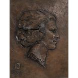 Bronzen plaquatte van Beatrix