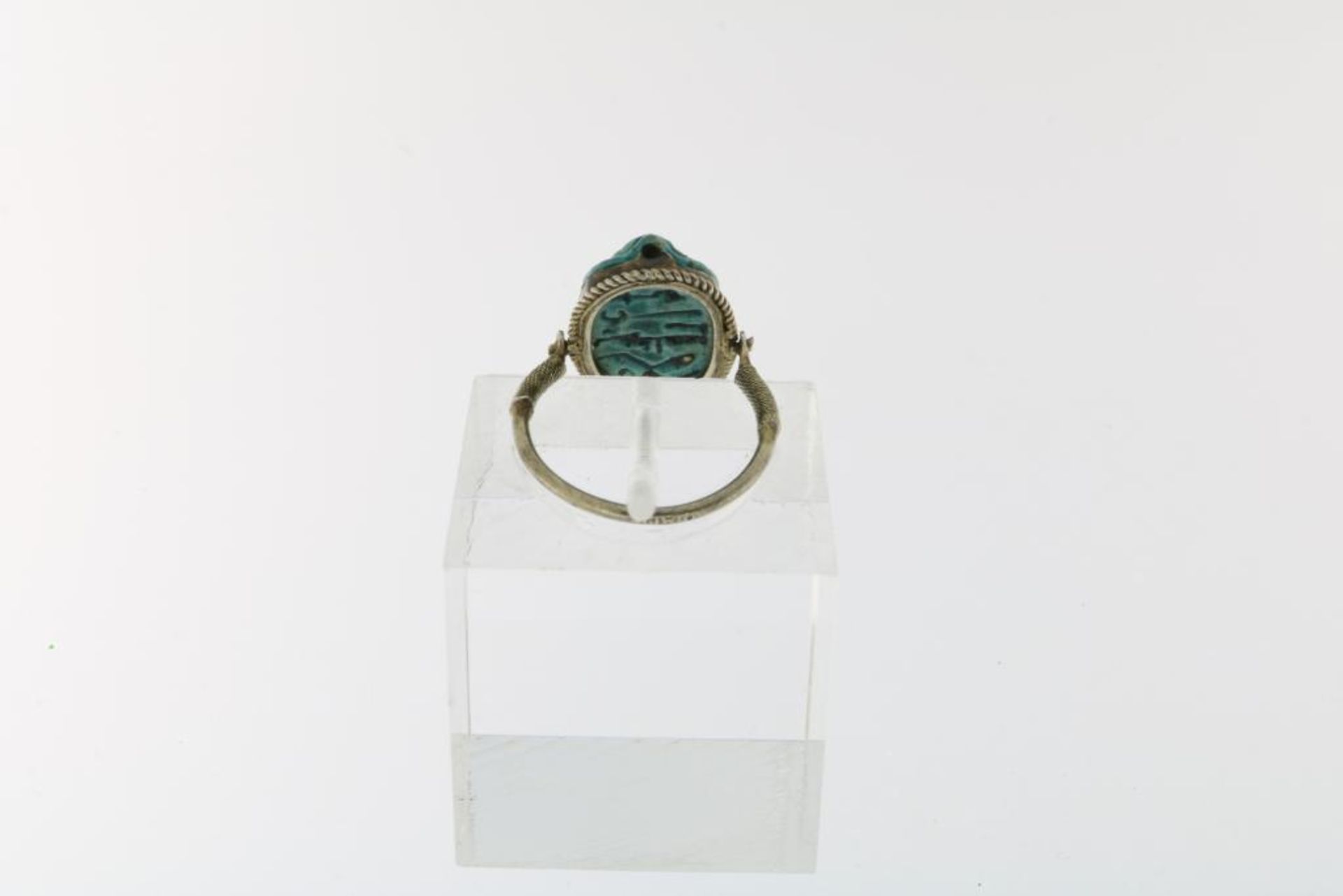 Zilveren ring, faience scarabee - Bild 4 aus 4