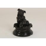 Bronzen sculptuur van twee honden