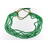 5-Strengs smaragd kralen collier