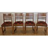 Serie van 4 eiken Art Deco stoelen