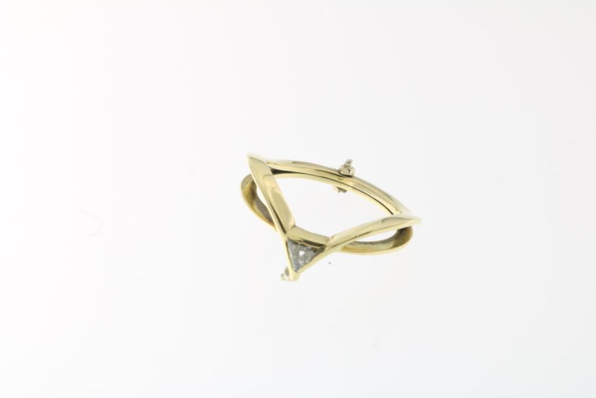 Geelgouden technische ring met diamant - Image 4 of 4