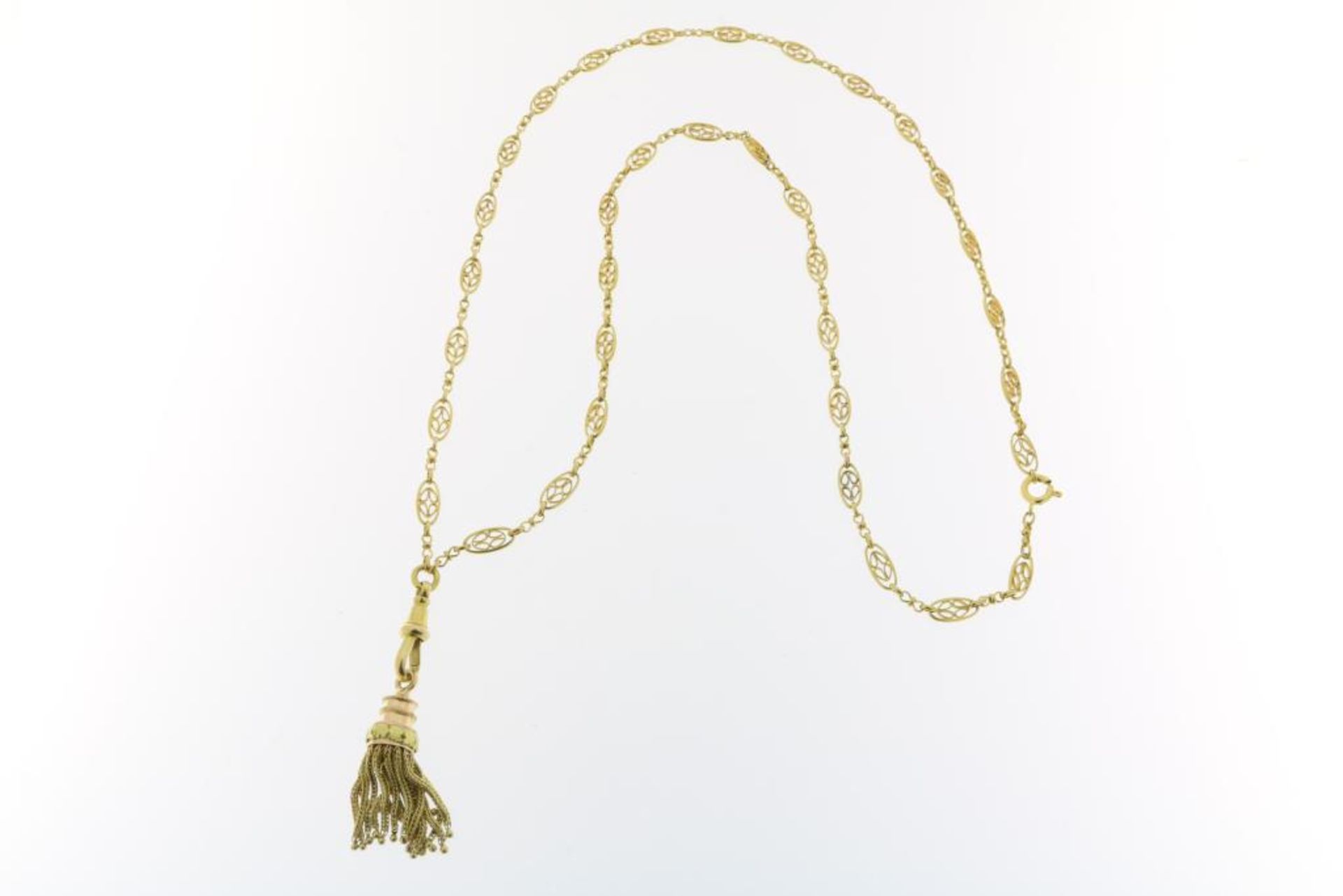 Geelgouden 19e eeuws collier met kwast - Bild 2 aus 2