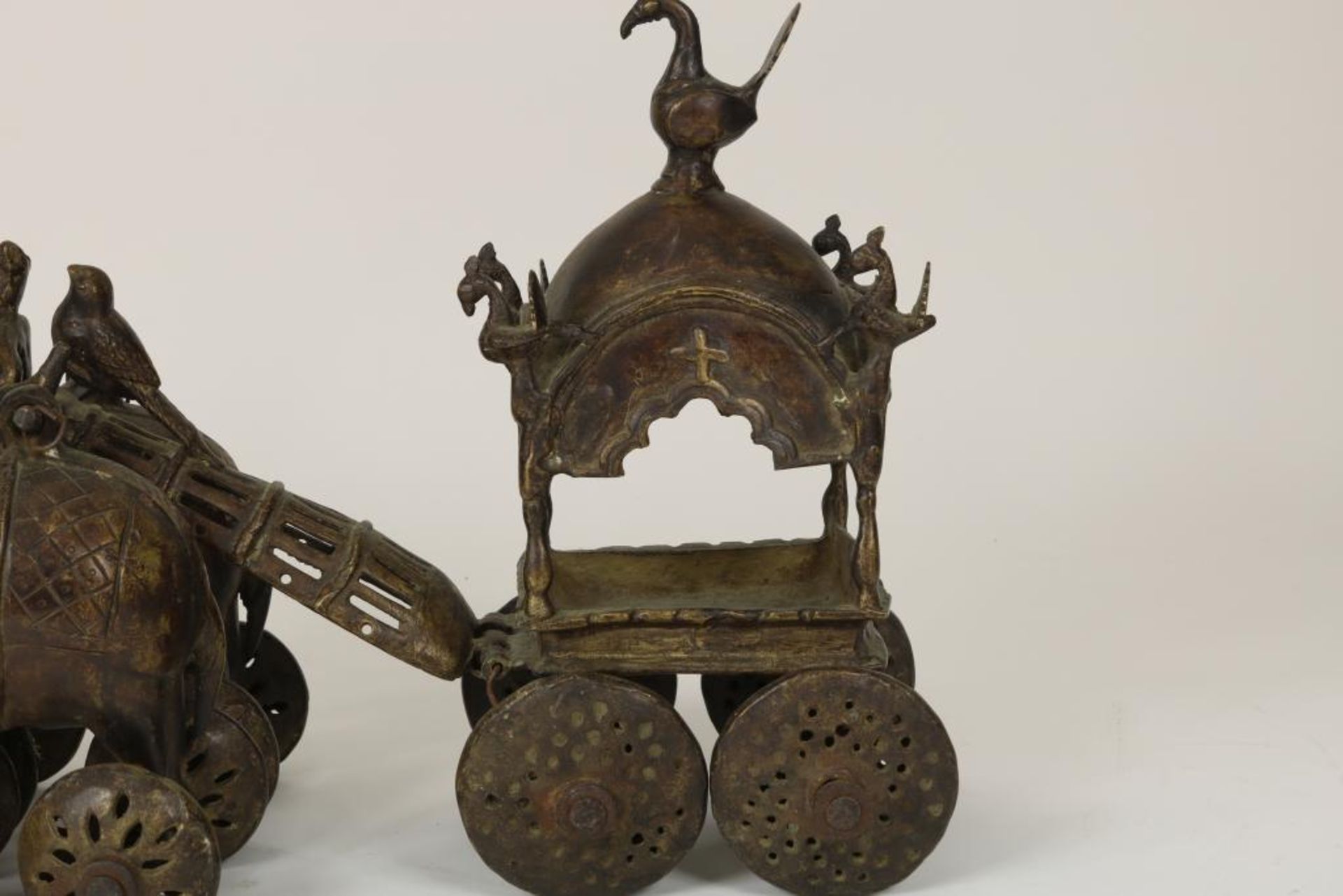 Bronzen rijtuig met 2 olifanten, Tibet - Bild 4 aus 5