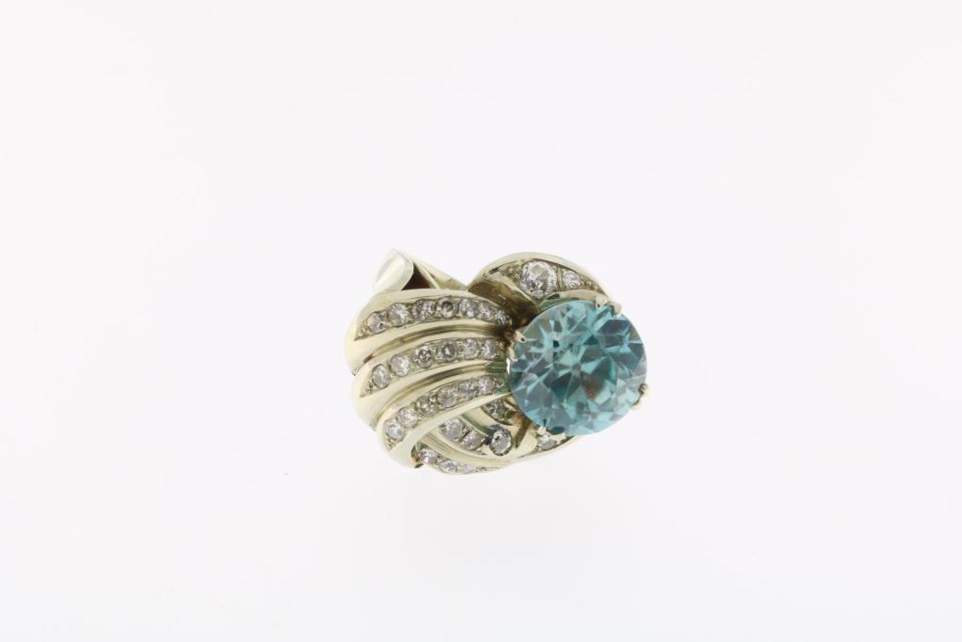 Witgouden ring, Art Deco, blauwe zirkoon - Bild 4 aus 5